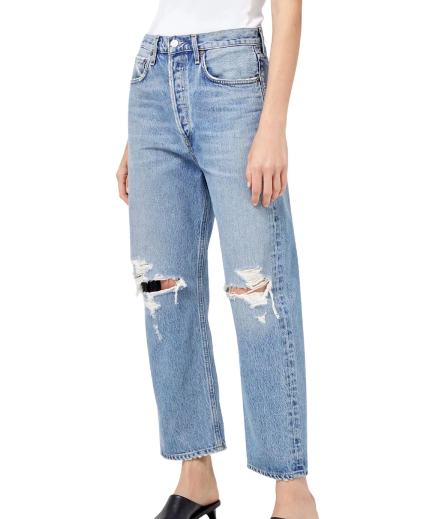 90's Crop Mid Rise Loose Fit Jean In Suspend
