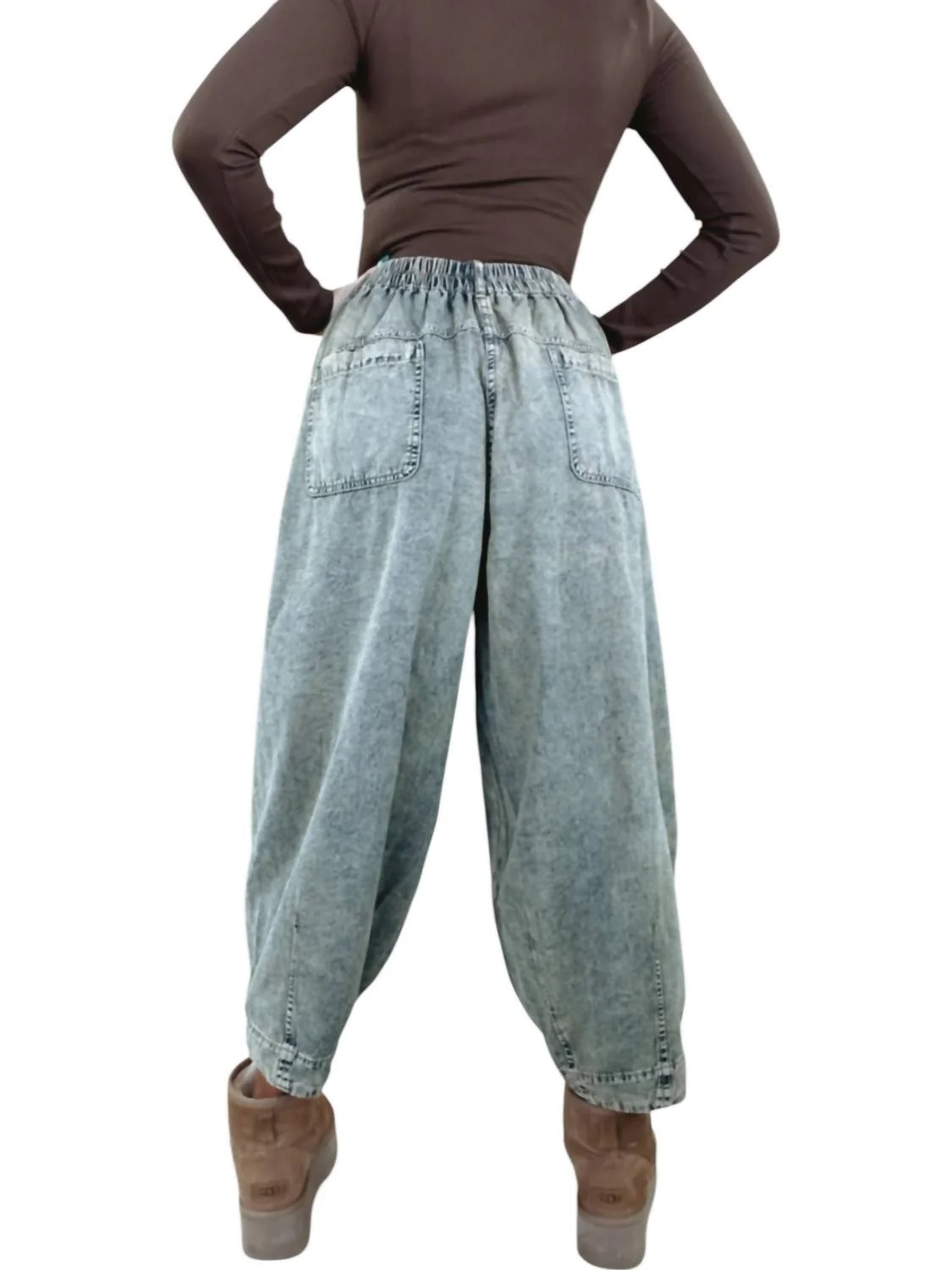 Washed Barrel Pants In Denim