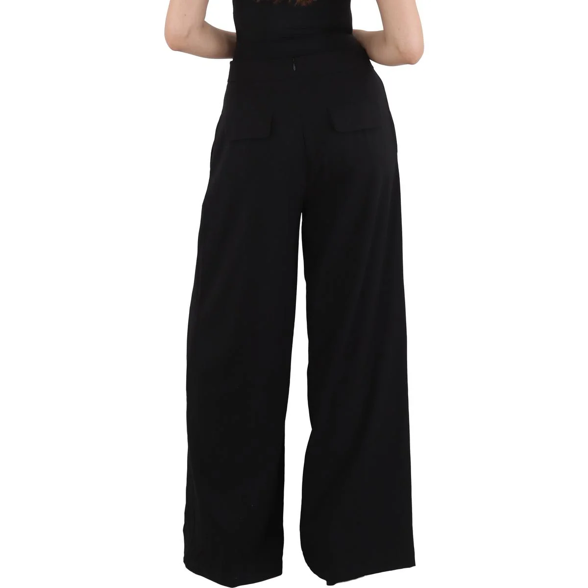 Womens Button Polyester Wide Leg Pants