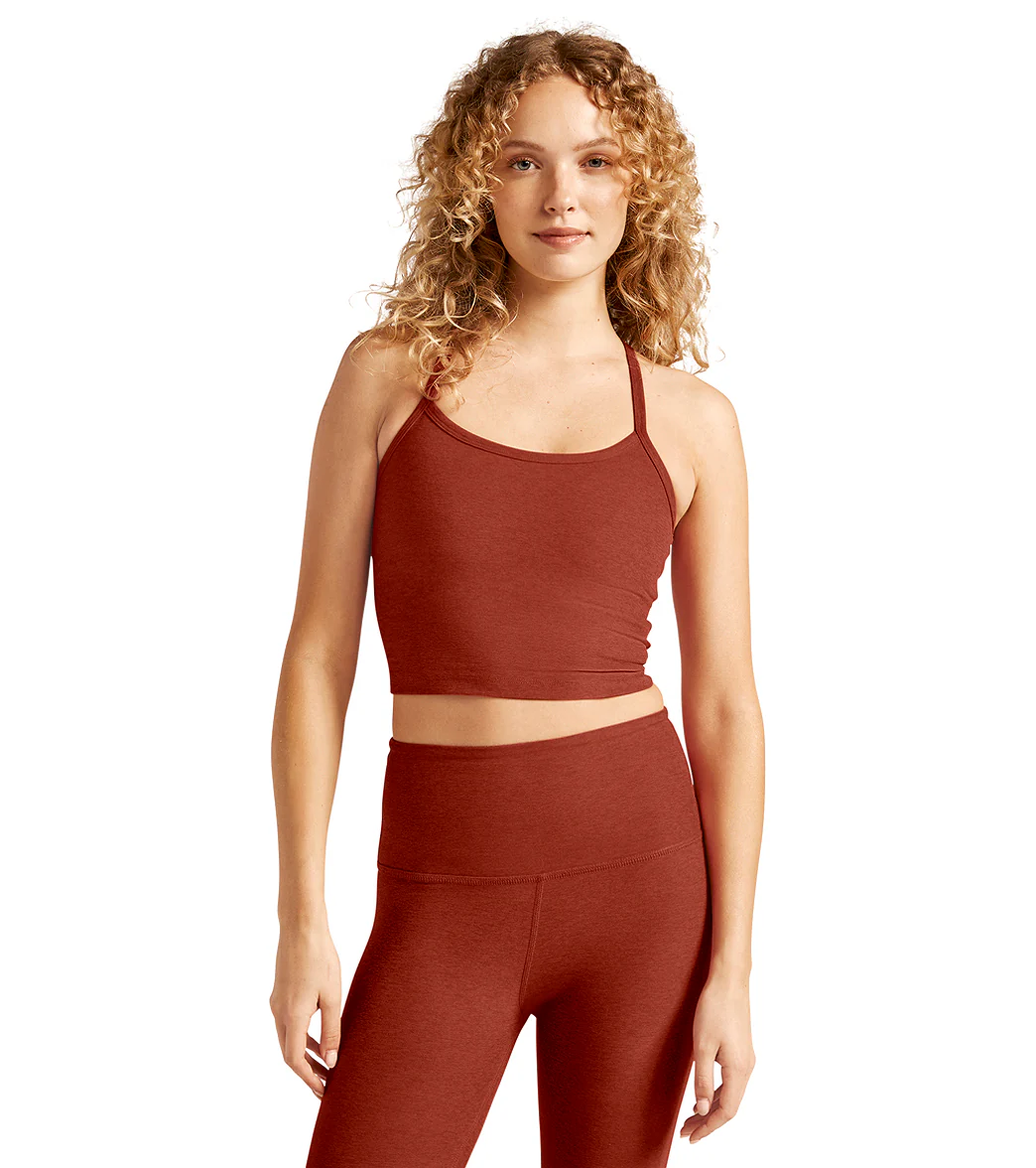 Beyond Yoga Spacedye Slim Racerback Cropped Tank Red Sand Heather