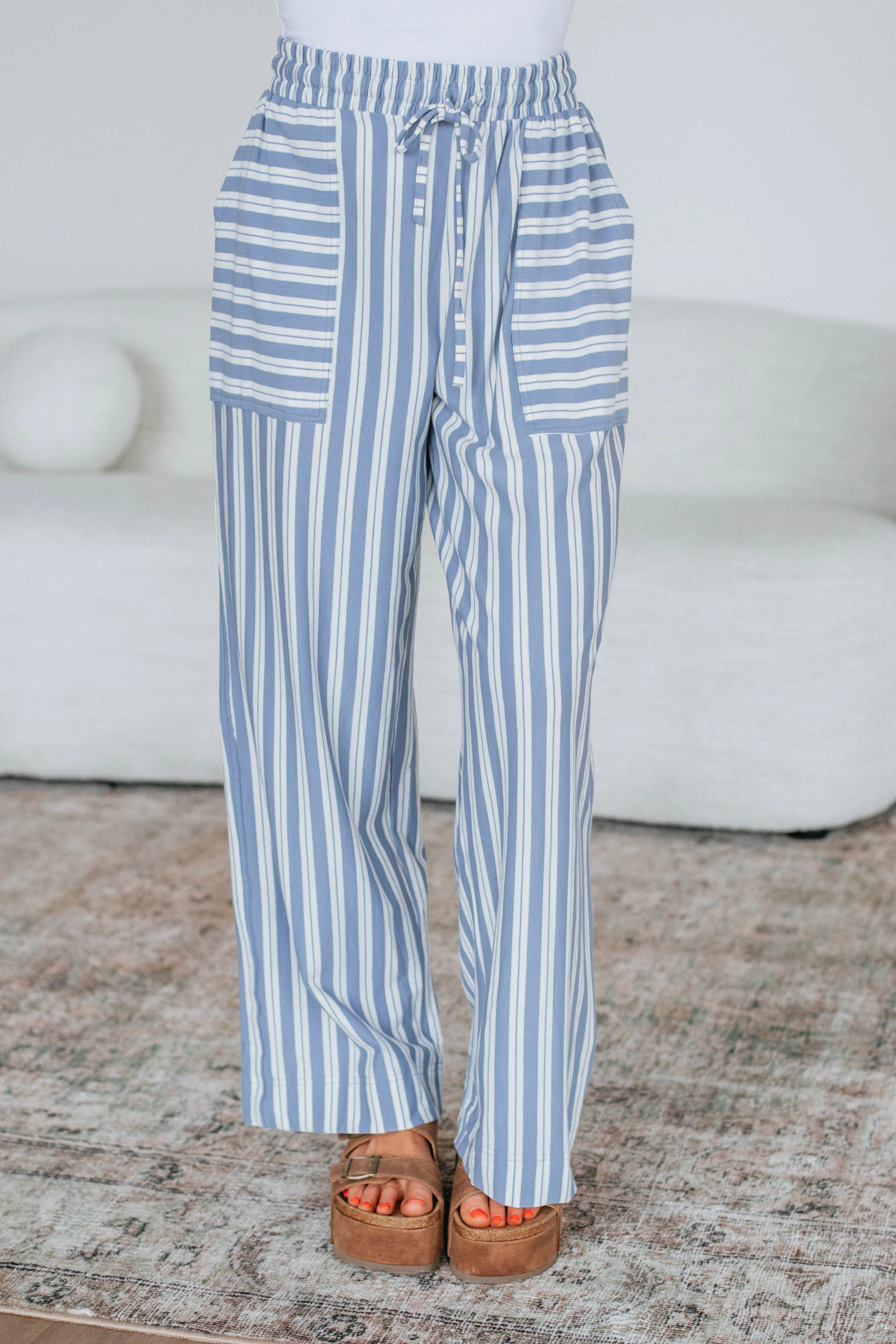 Shannon Striped Pants - Chambray Mix