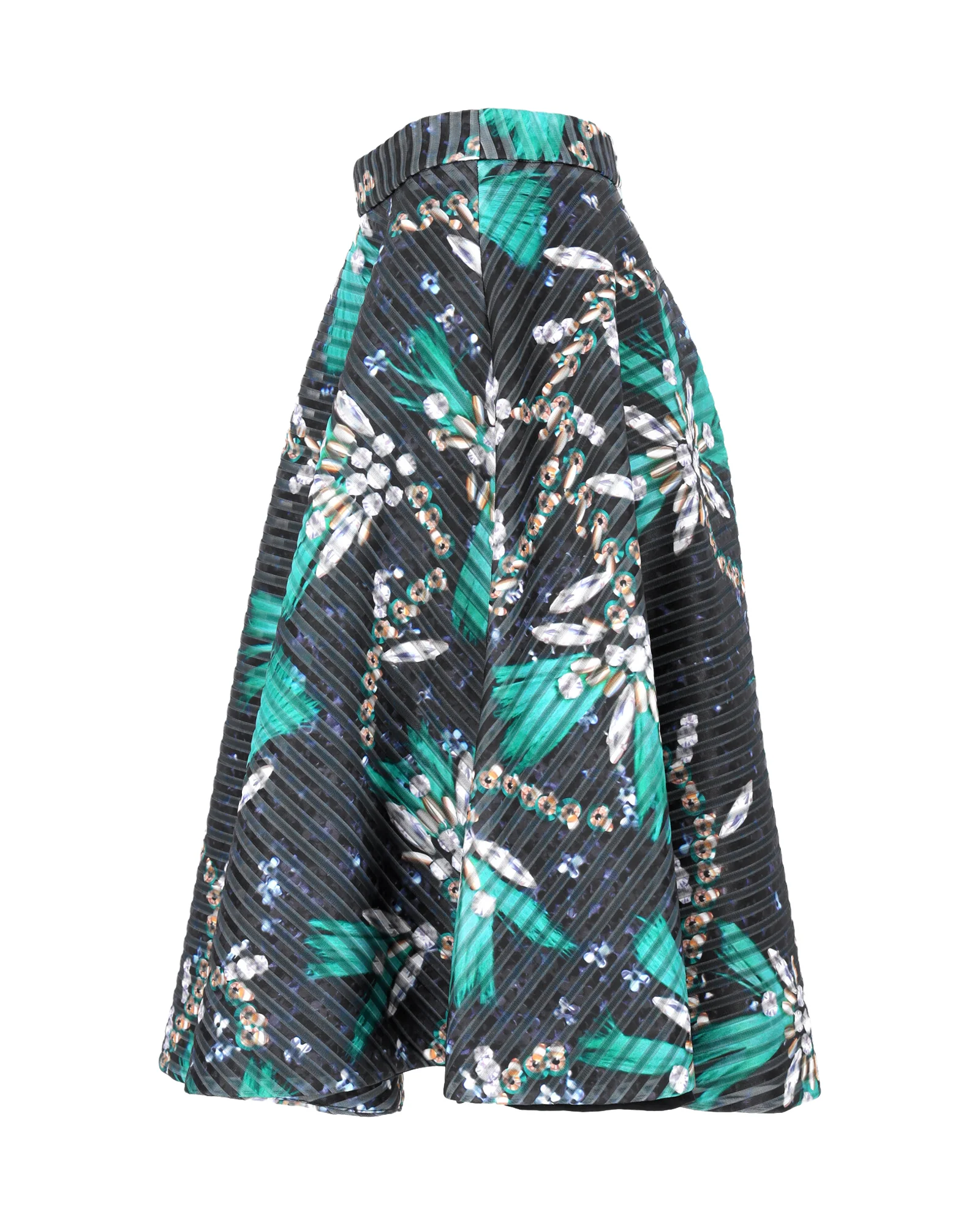 Mary Katrantzou Floral-Print Knee-Length Skirt in Green Polyester