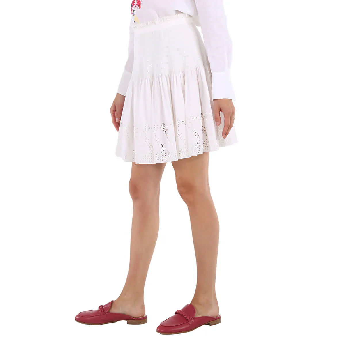 Chloe Ladies White Pleated Mini Skirt