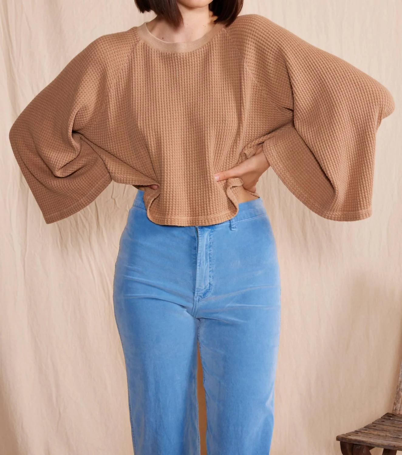 Lotus Waffle Top In Camel