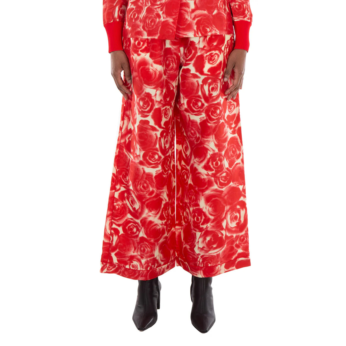 Burberry Straight Leg Rose Print Trousers