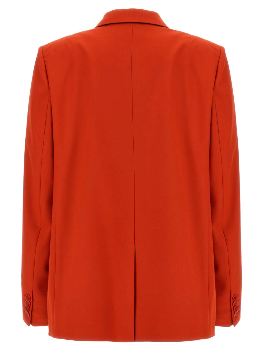 Double-Breasted Wool Flannel Blazer With Peak Lapels