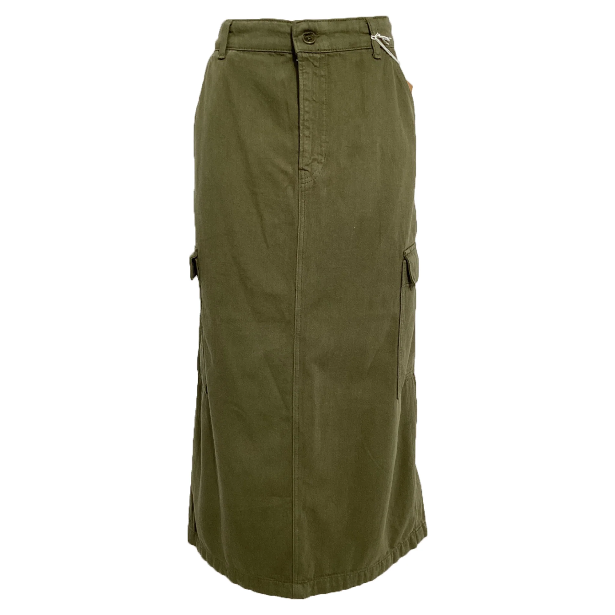 Reformation Jeans Midi Skirt in Olive Cotton Denim