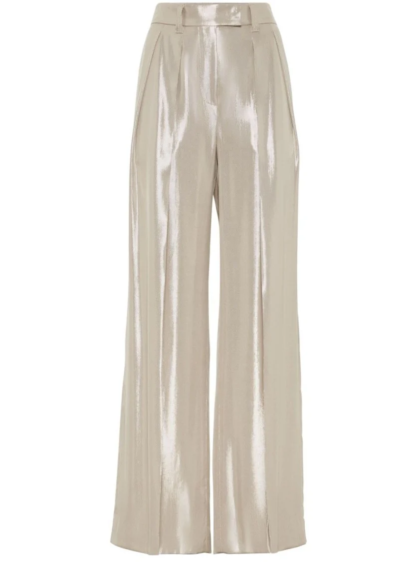 Wide-Leg Trousers With High Waist And Pleated Front