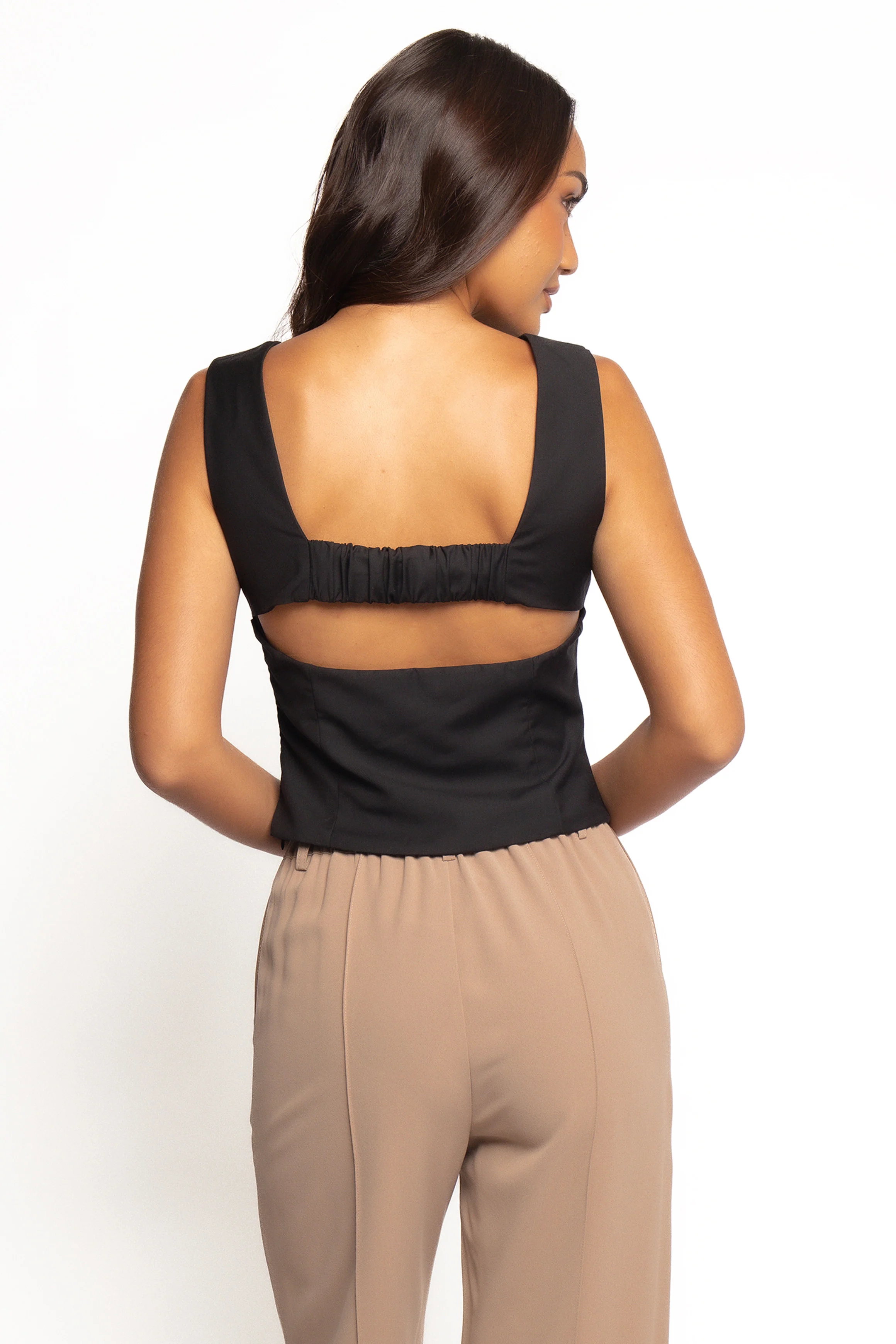Janaina Open Back Top - Black
