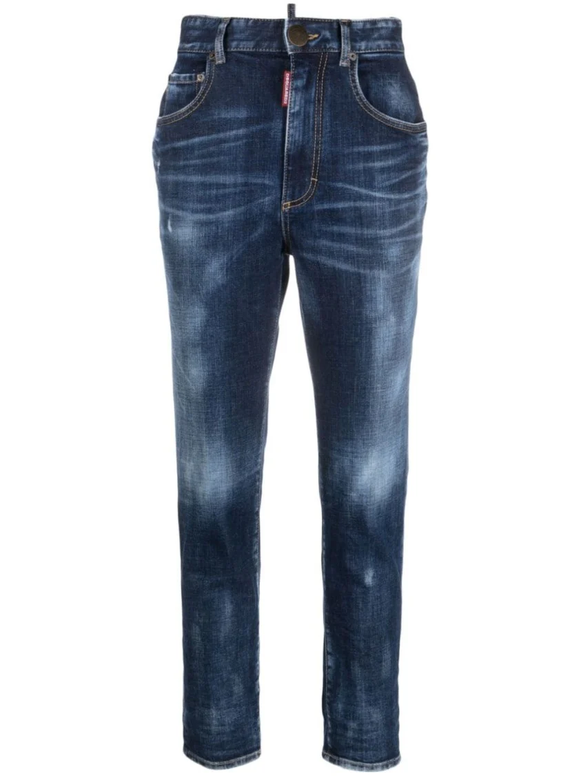 Faded Wash Denim Trousers
