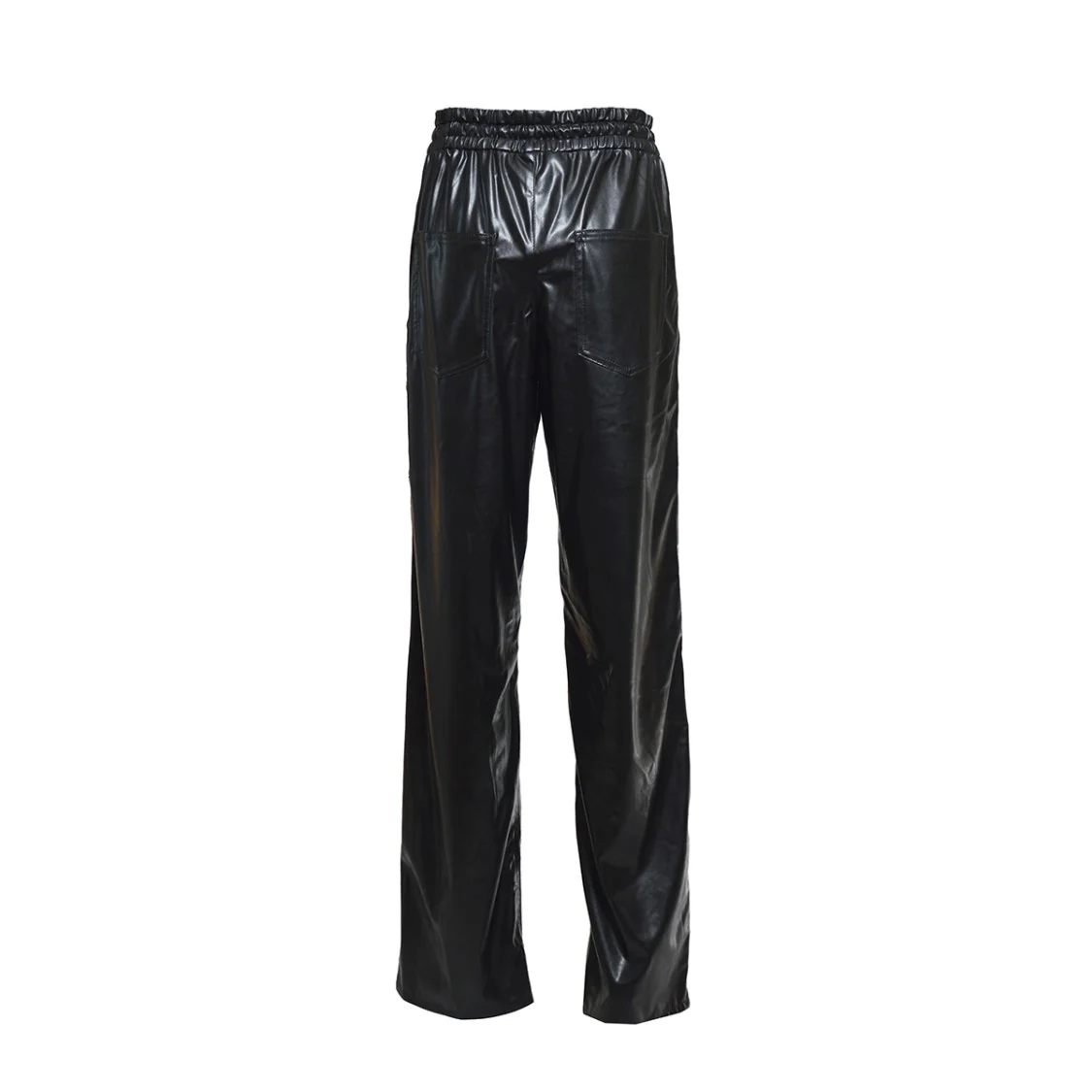 Brina Straight Leg Pants In Black Faux Leather