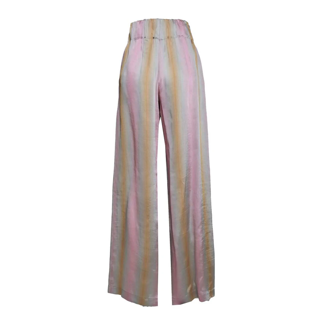 Wide Leg Trousers In Multicolored Viscose And Silk Twill