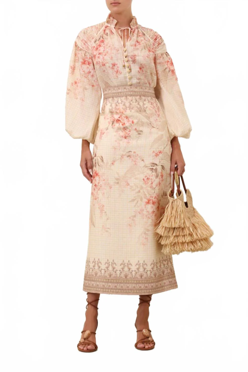 Illuminate Pencil Midi Skirt In Coral Floral