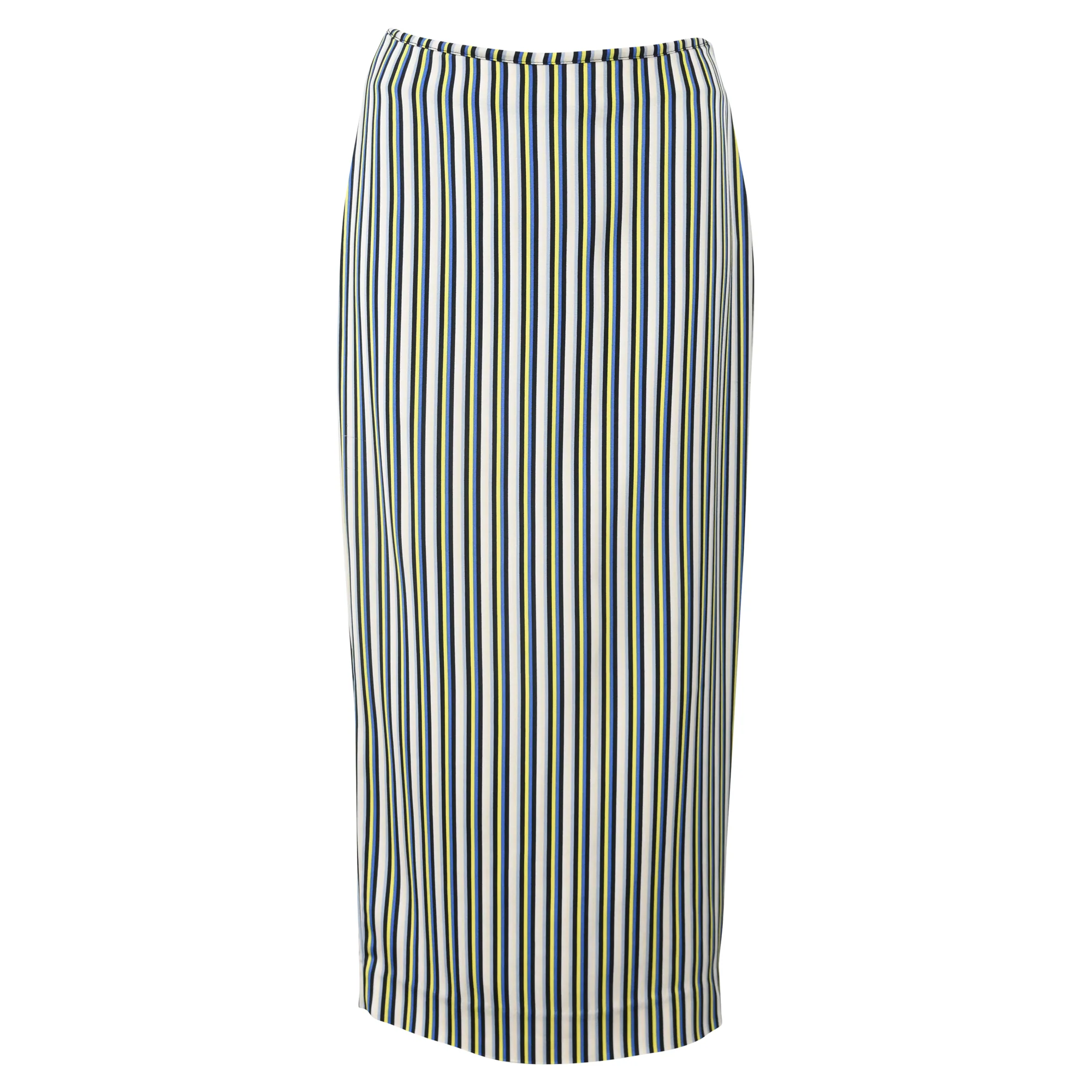 Diane von Furstenberg Striped Midi Length Skirt in Multicolor Viscose