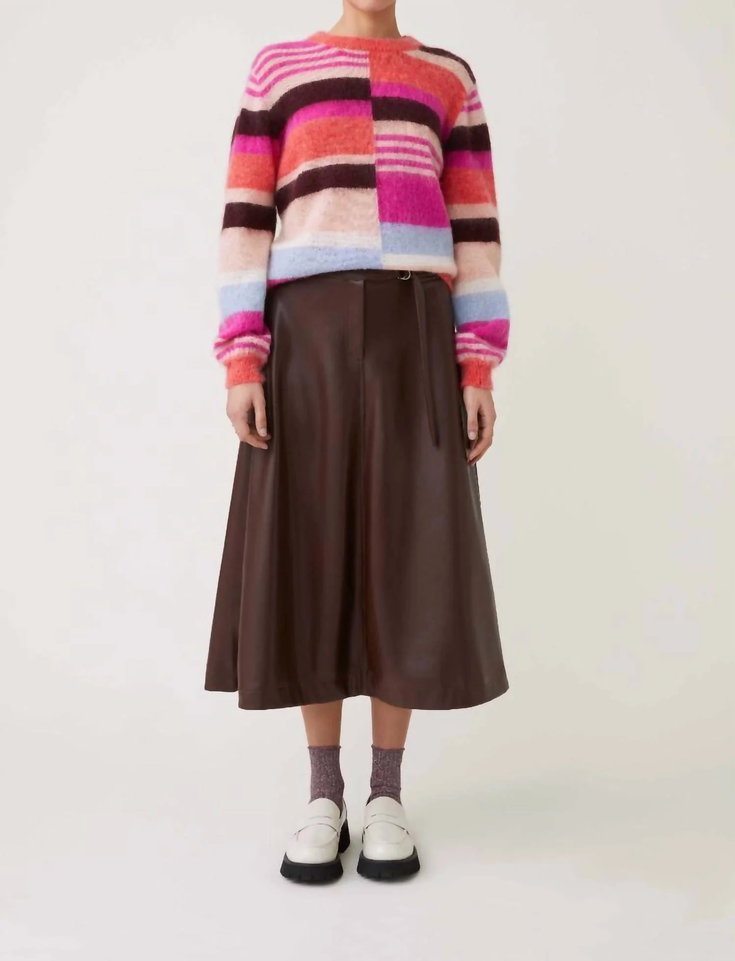 Floyd Faux Leather Skirt In Chocolate