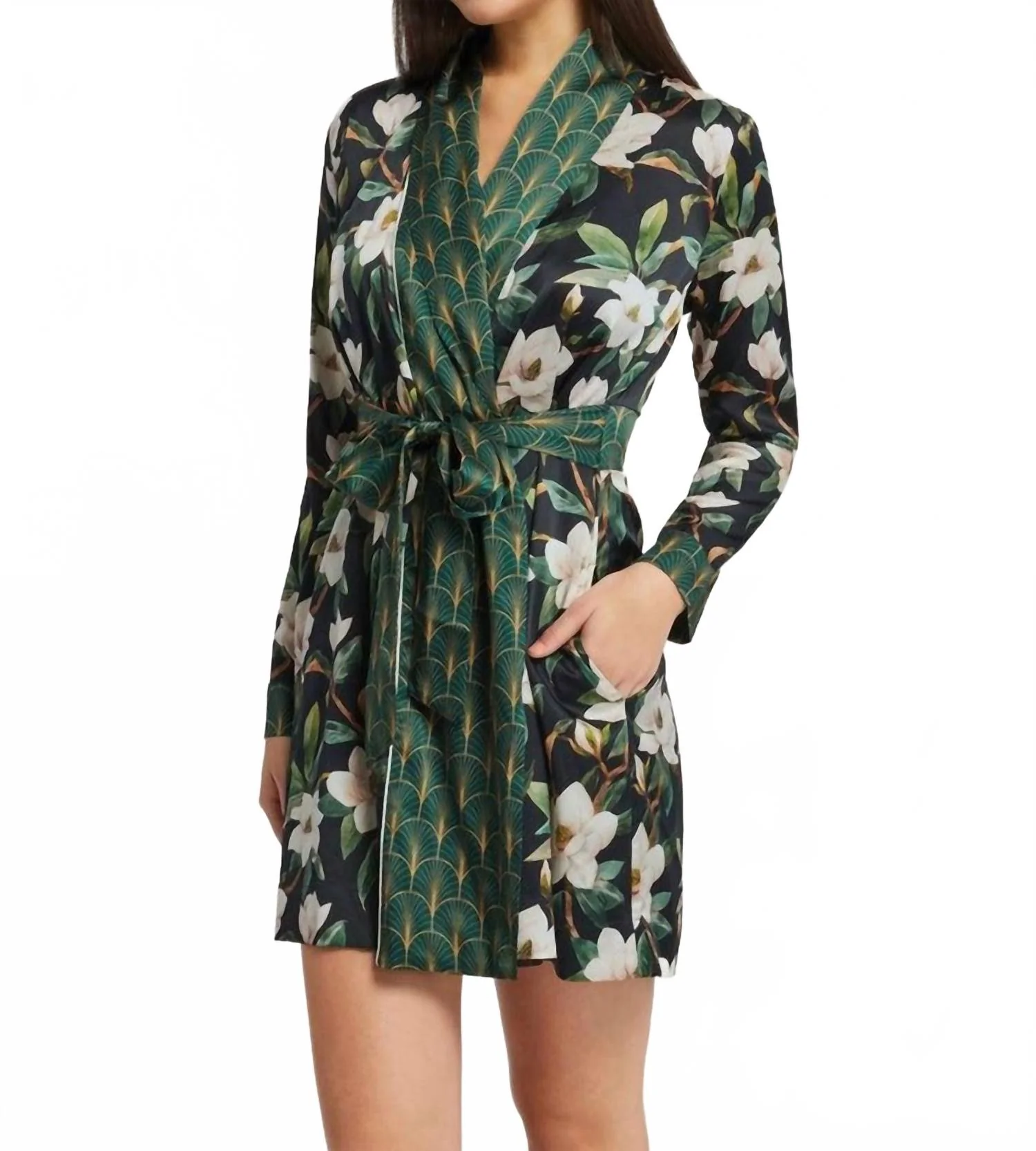 Washable Silk Cover Up In Magnolia Print