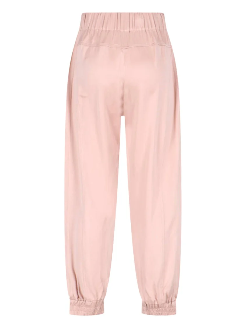 High-Waisted Silk Blend Athletic Pants With Drawstring Closure