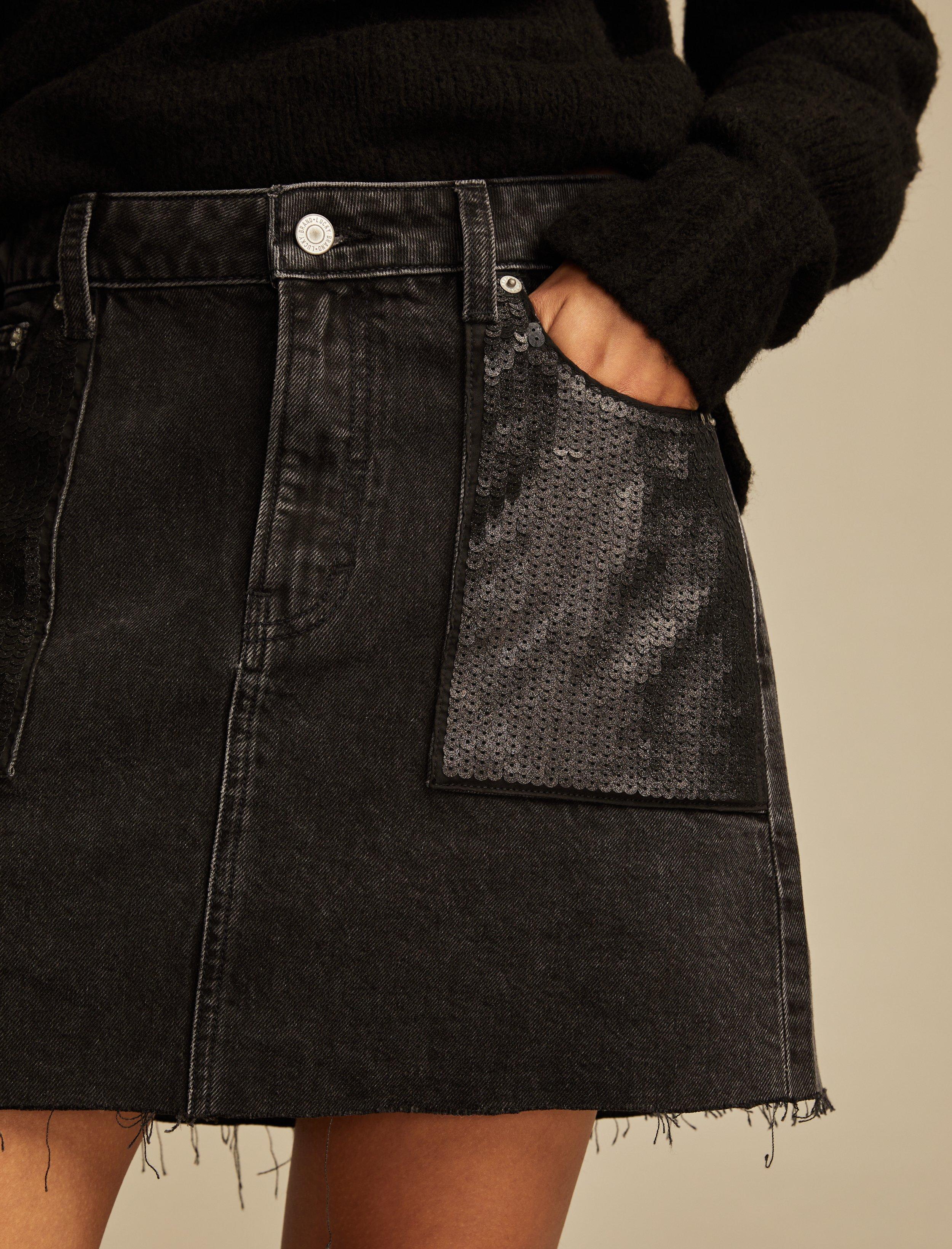 Lucky Brand Women's Metallic Denim Mini Skirt