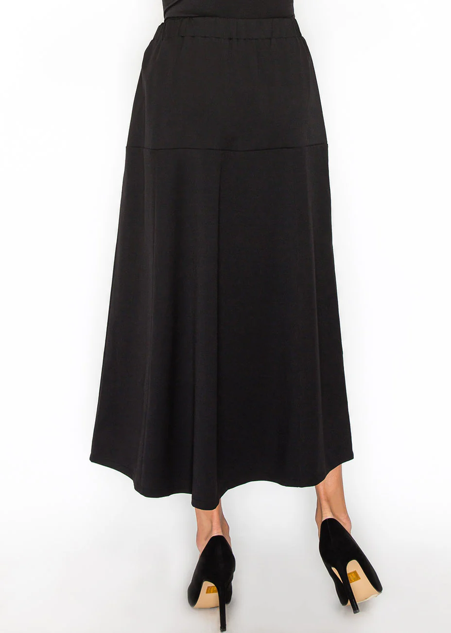 Black Panel Midi Skirt