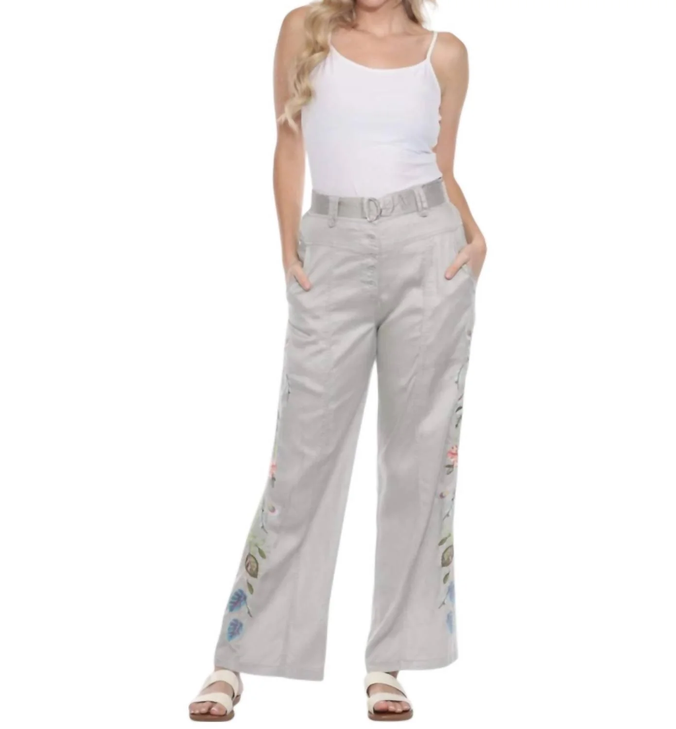 Emika Belted Wide Leg Pants In Sand