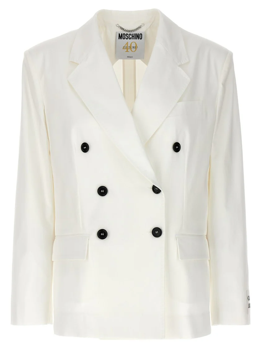Double-Breasted Cotton Blazer With Button Closure