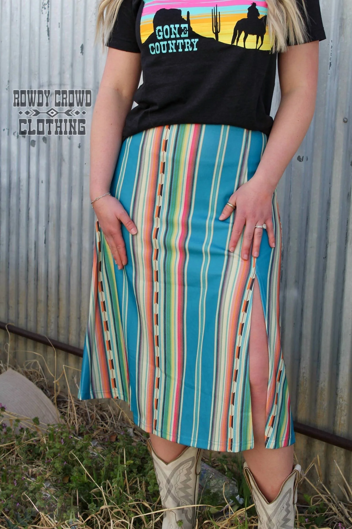 Sonora Serape Skirt In Blue
