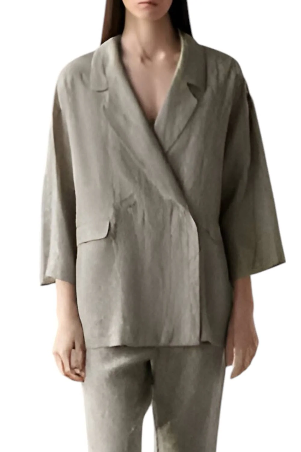 Adan Coat In Striped Linen