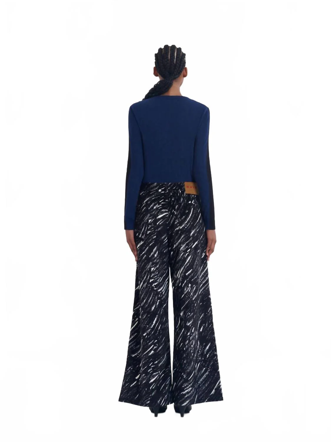 Graphic-Print Wide-Leg Trousers In Black