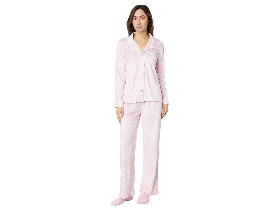Karen Neuburger Novelties Minky Women's PXL White Pink Floral Pajama Sets ERK619
