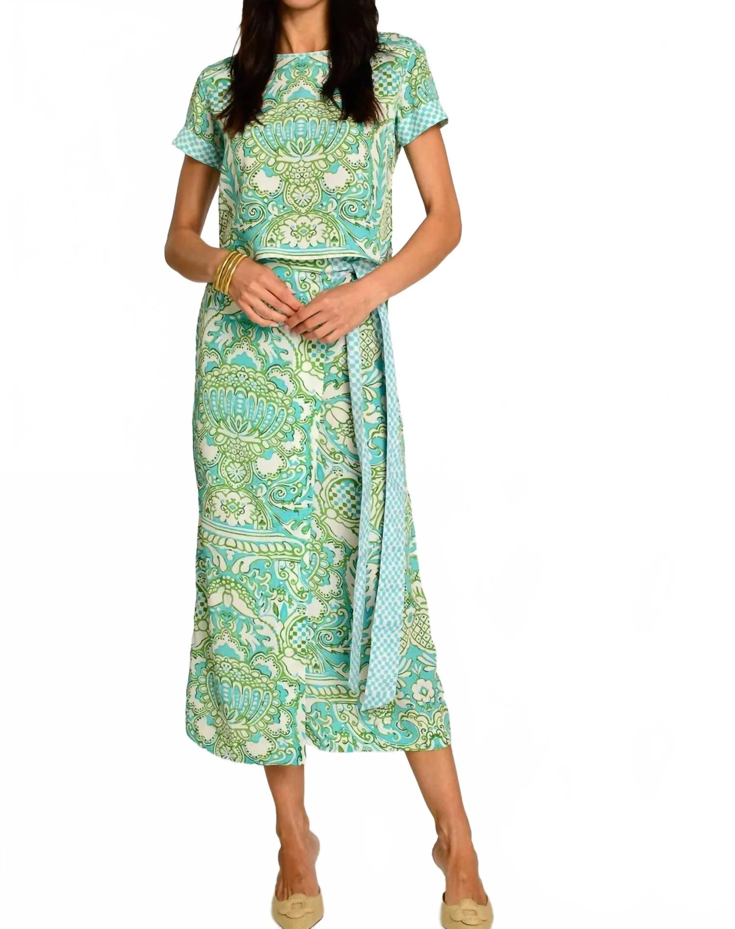 Winnifred Wrap Skirt In Damask Pool
