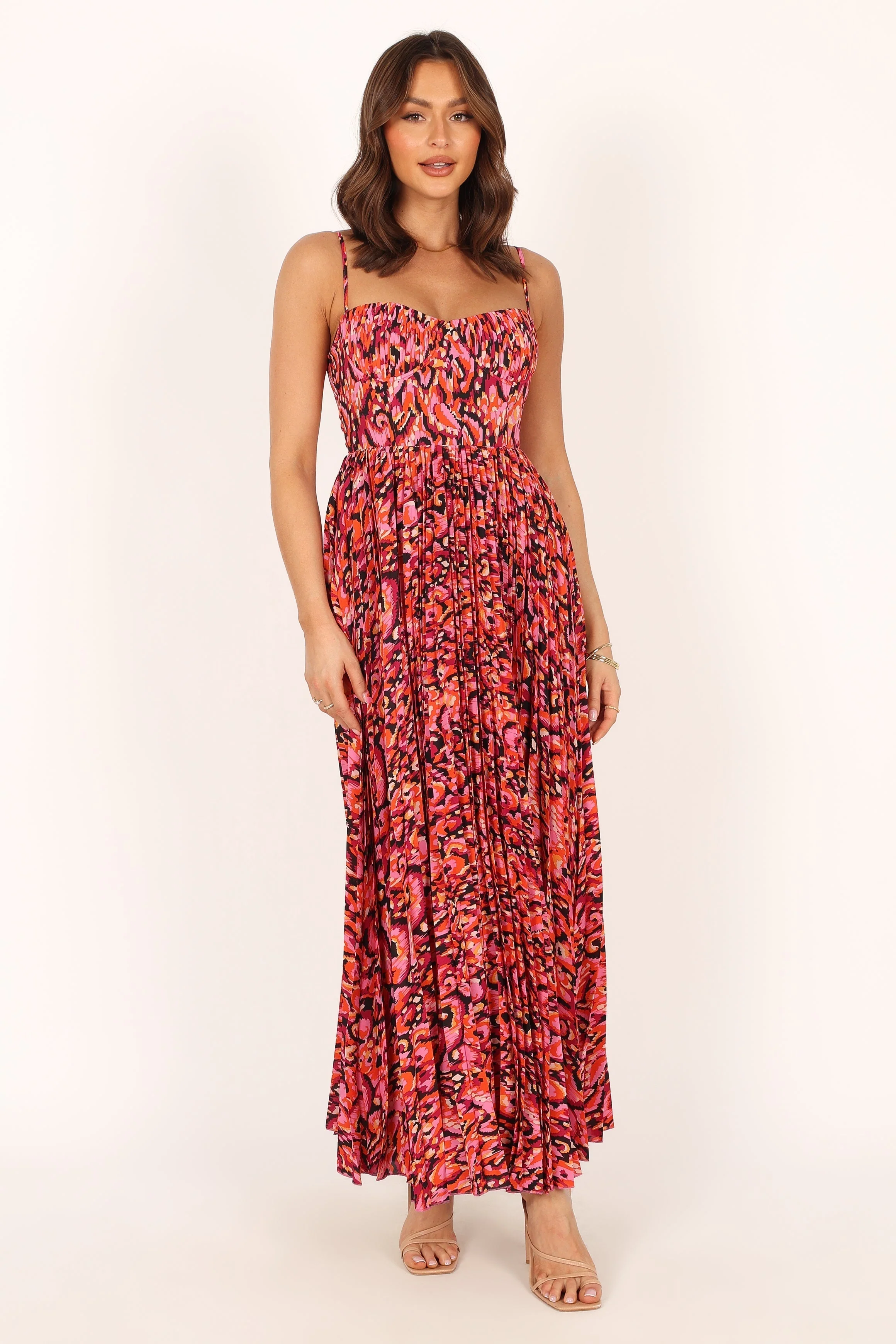 Achanti Pleated Maxi Dress - Pink Multi