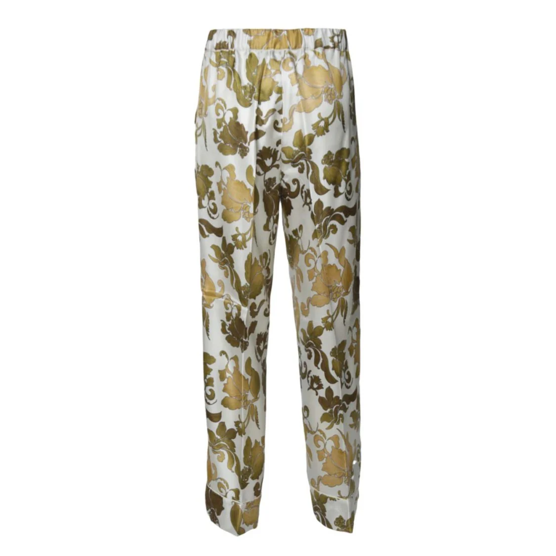 Leda Trousers In Gold Printed Silk