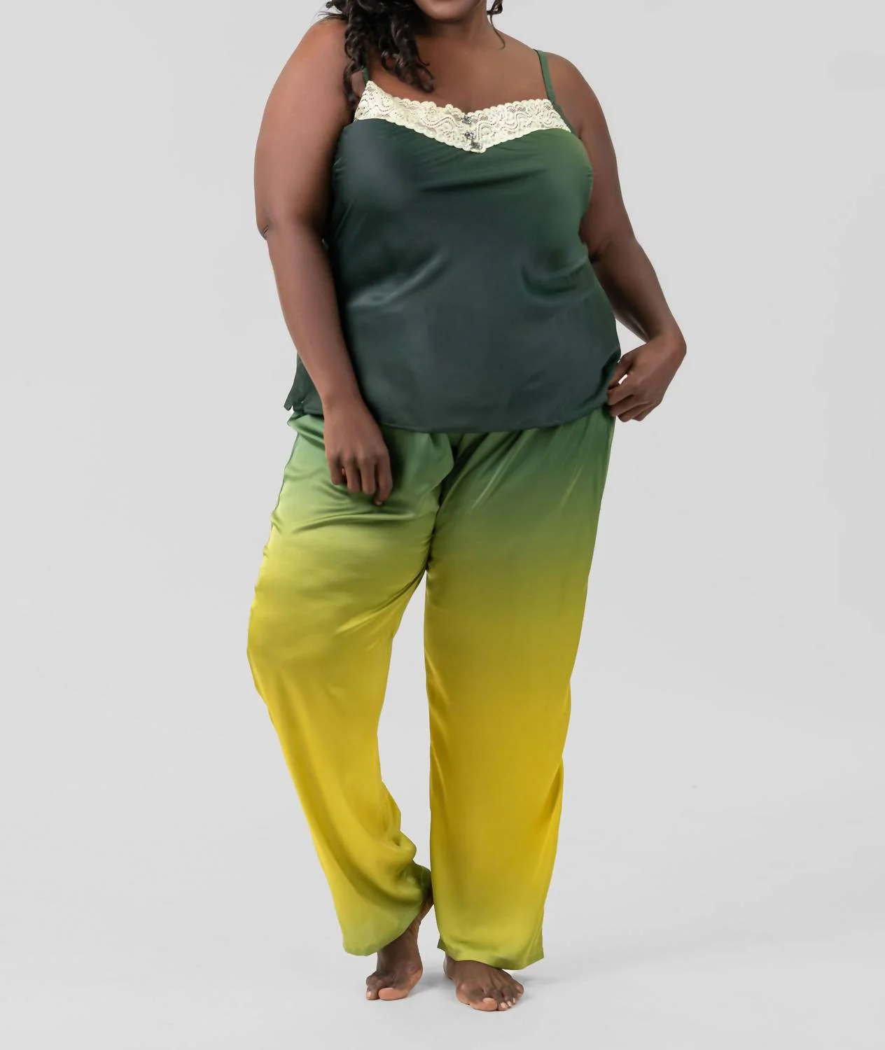 Ombre Pajama Set In Green