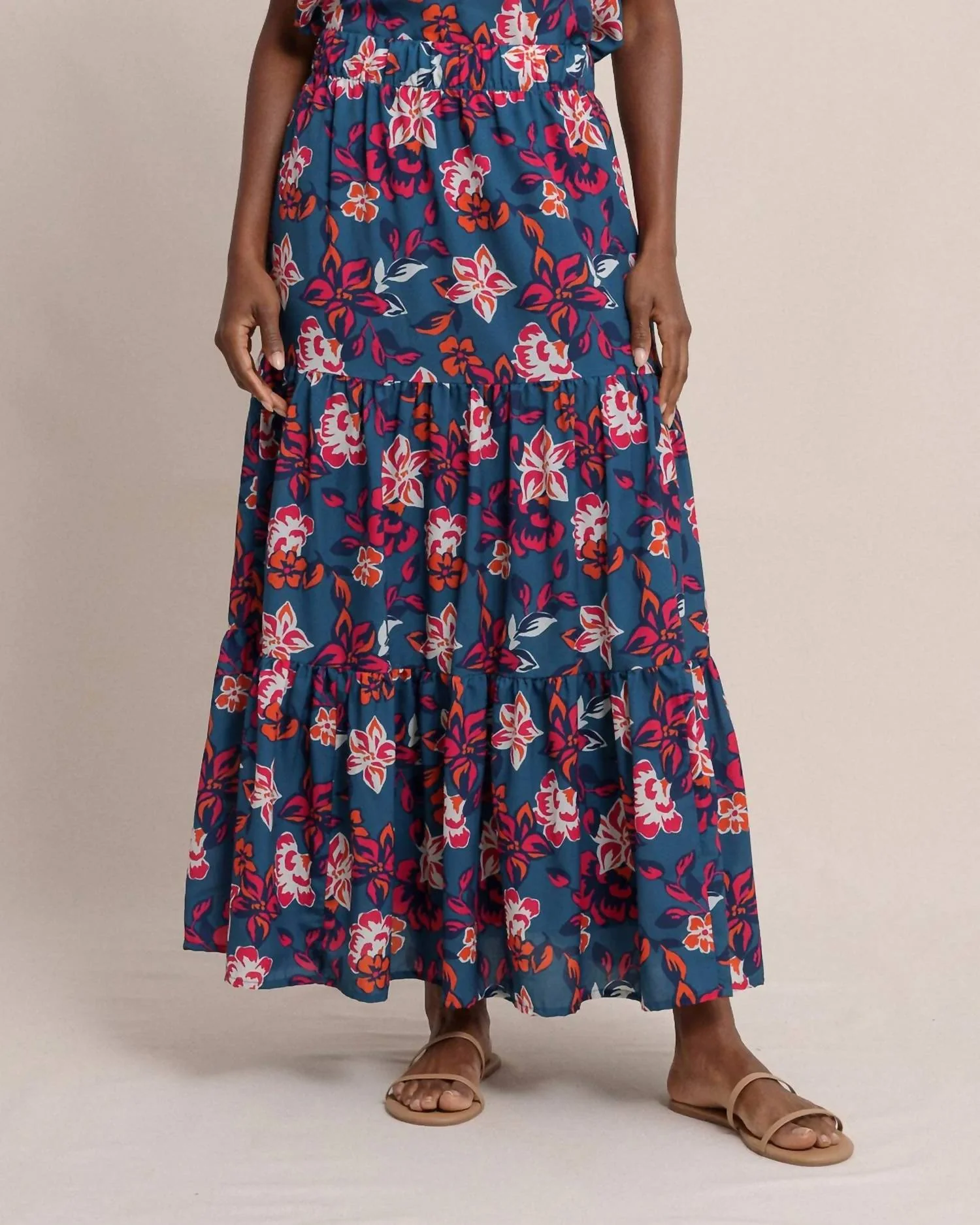 Taytum Aster Bouquet Maxi Skirt Teal Haze