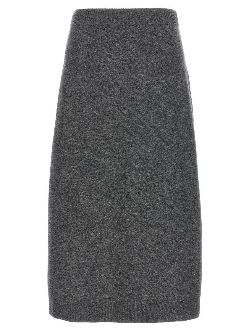 Longuette Midi Skirt In Stretch Cashmere