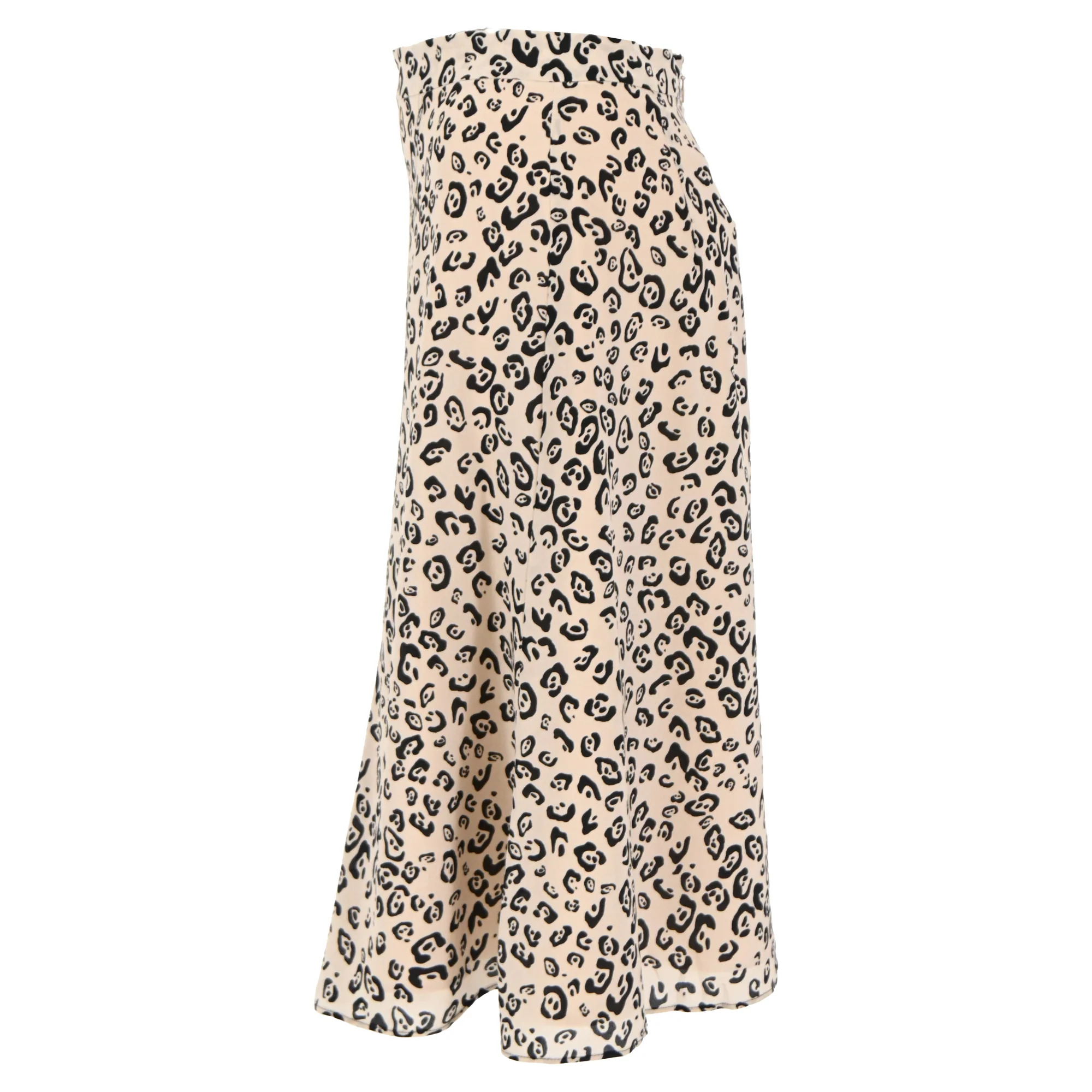 Altuzarra Leopard Print Midi Skirt in Beige Silk