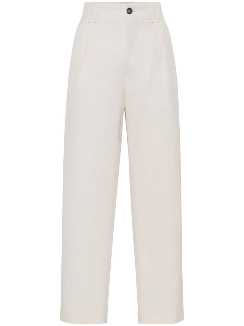 White Trousers With Concealed Fly