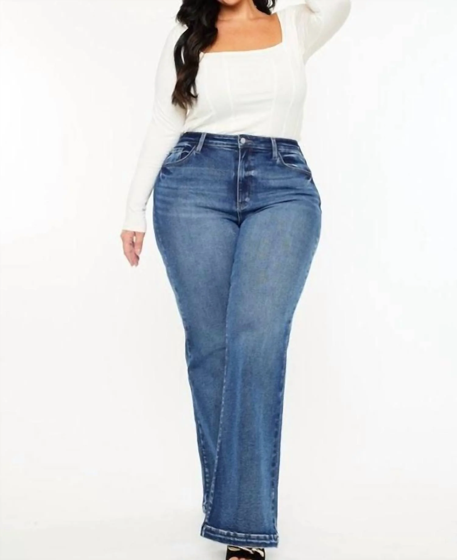 Libby High Rise Wide Leg Flare Jean - Plus In Dark Wash