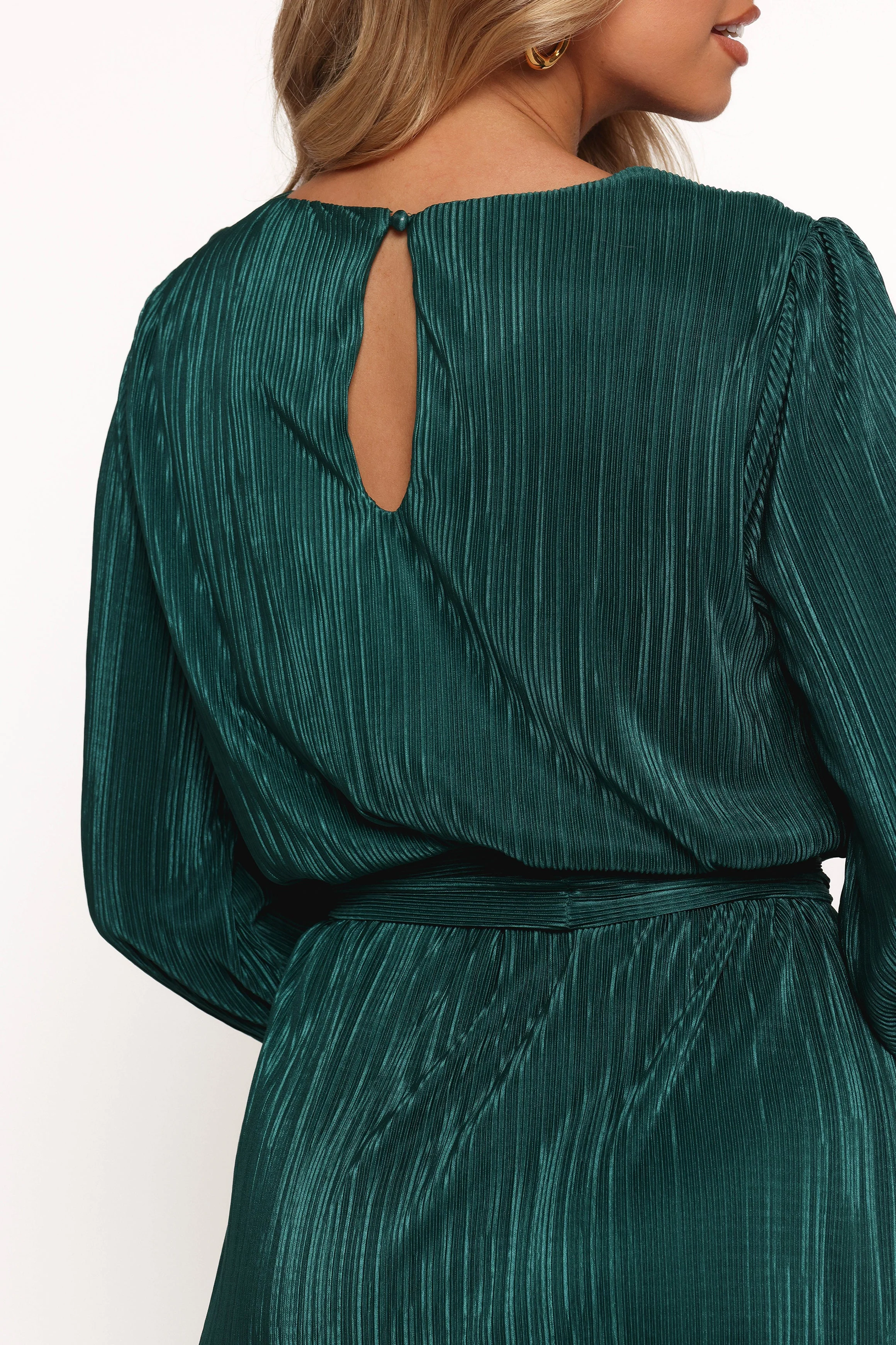 Joy Plisse Mini Dress - Dark Jade