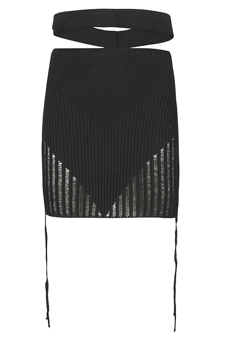 Fitted Ribbed Knit Mini Skirt