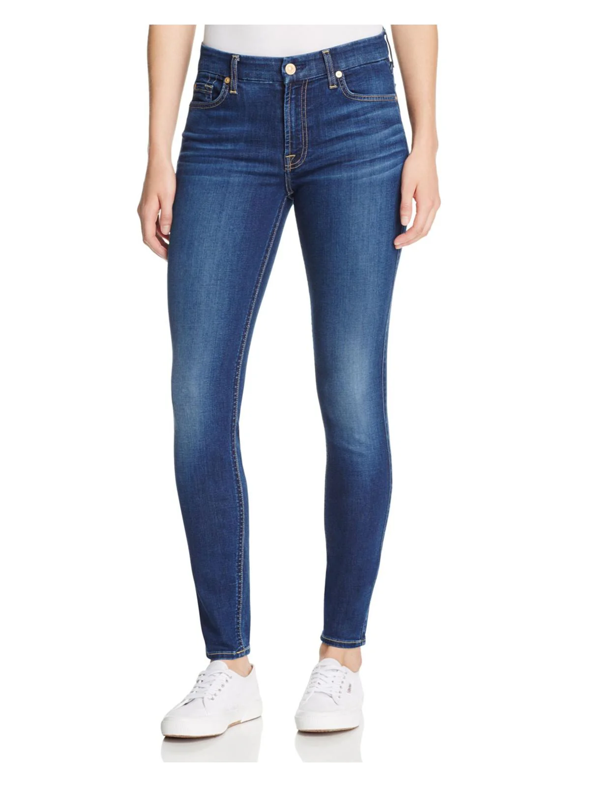 Womens Denim Mid-Rise Skinny Jeans