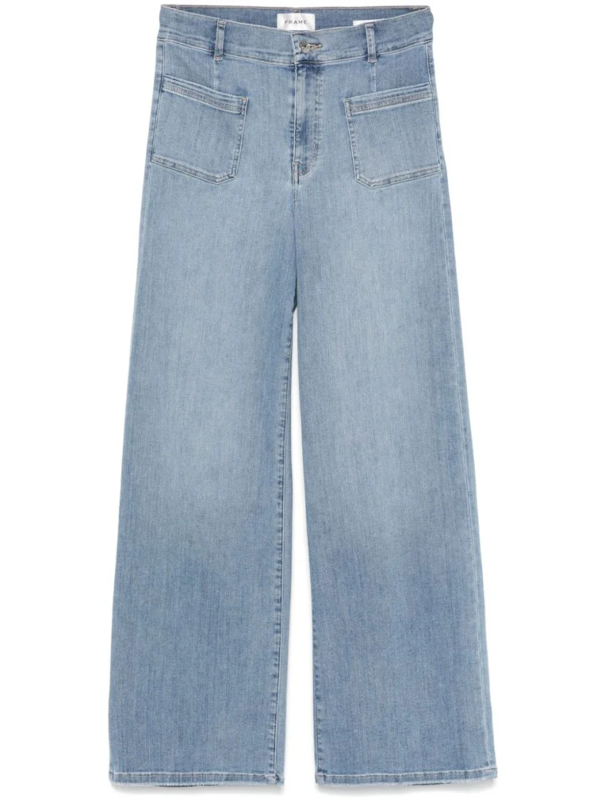Wide Leg Indigo Cotton Frame Jeans