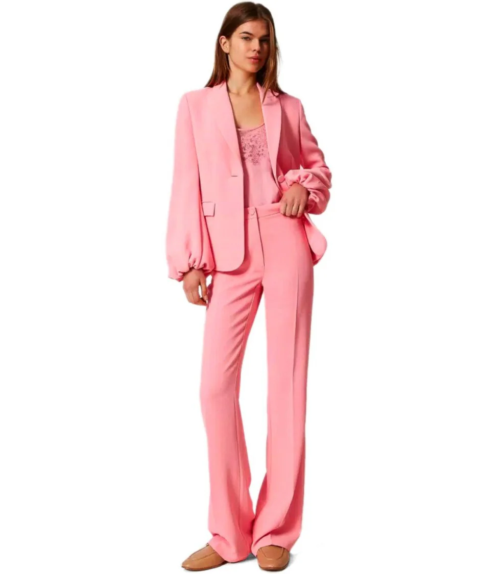 Pink Single-Breasted Blazer