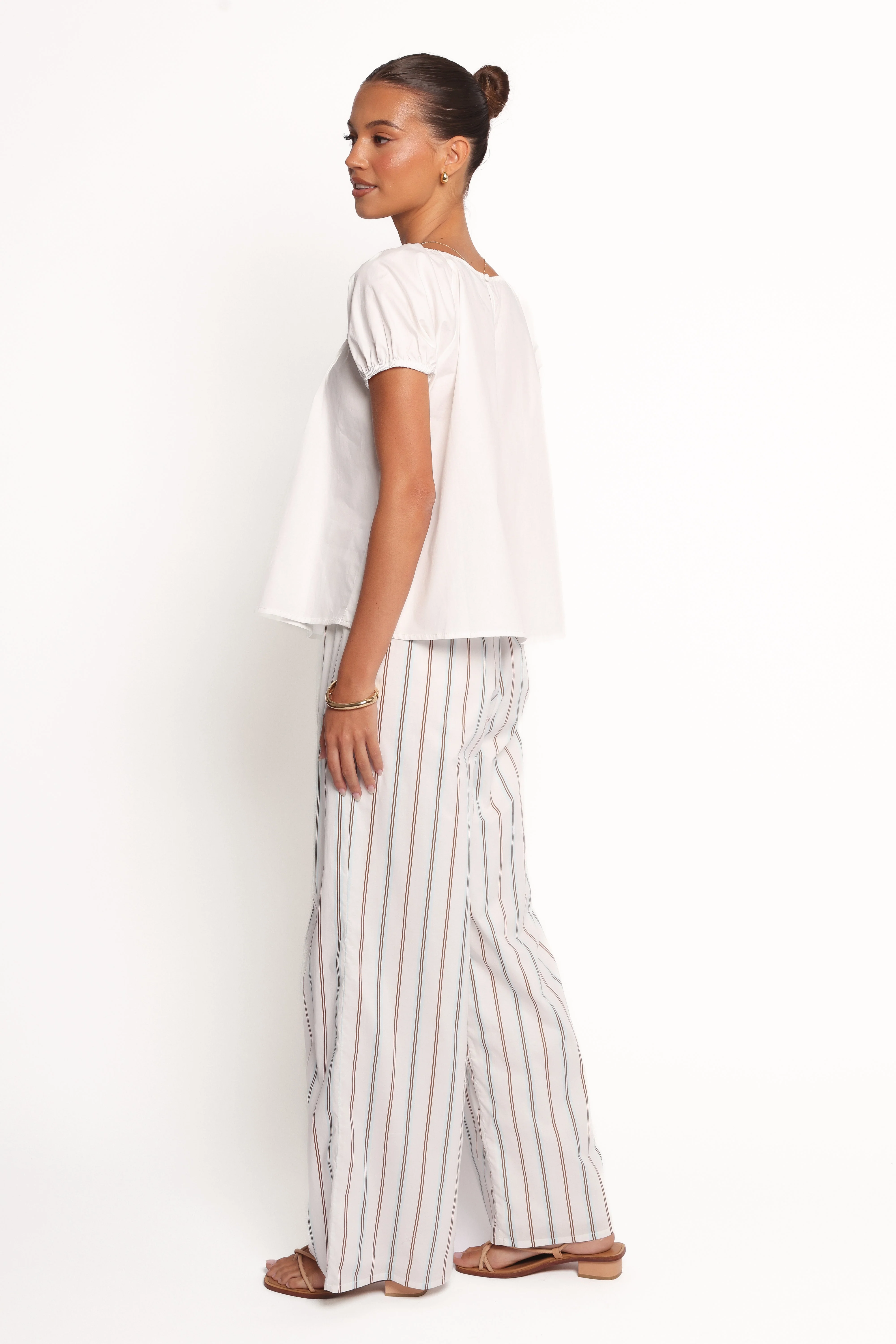 Ember Cotton Pants - Blue Brown Stripe