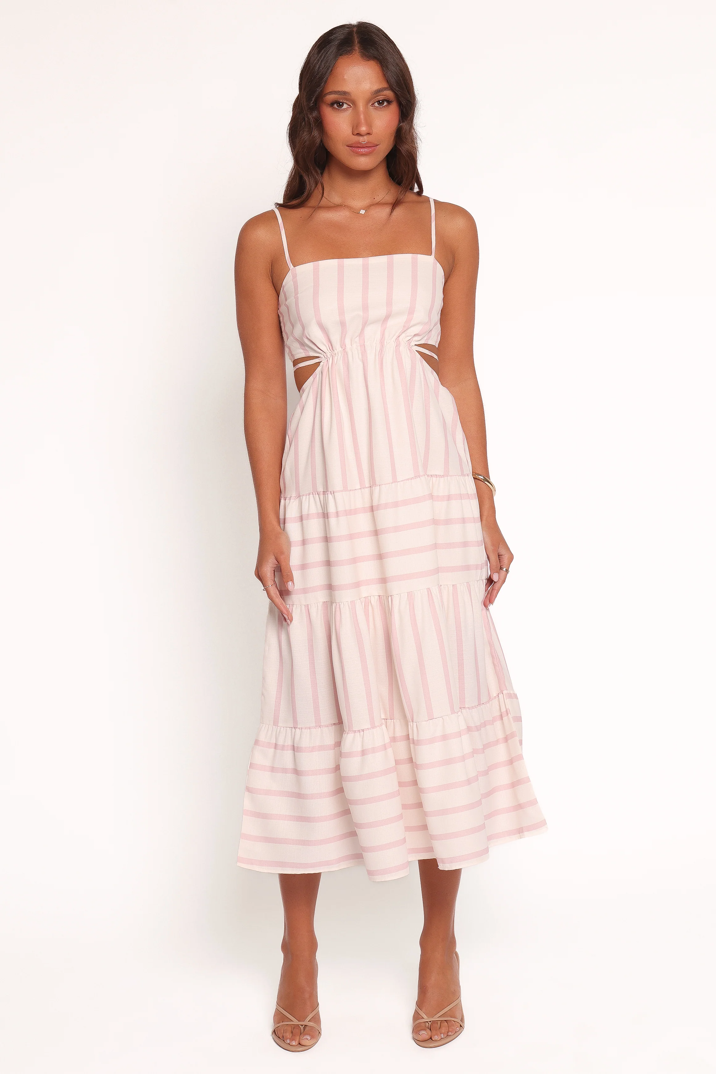 Evelin Midi Dress - Pink Stripe