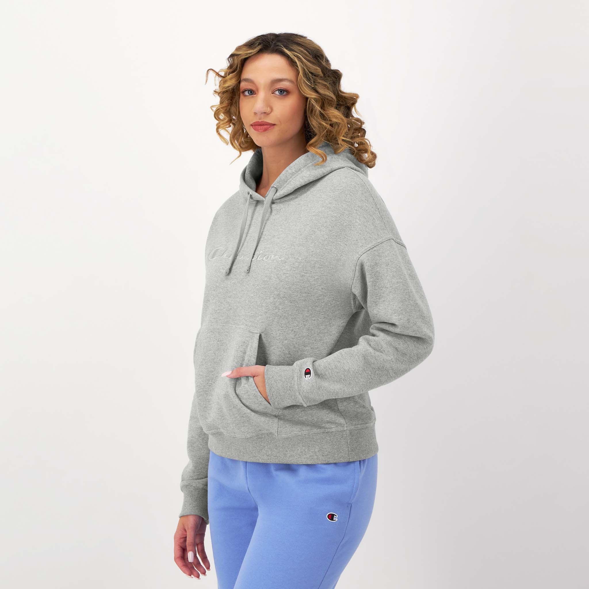 Powerblend Hoodie, Relaxed, Full Embroidered Script Logo