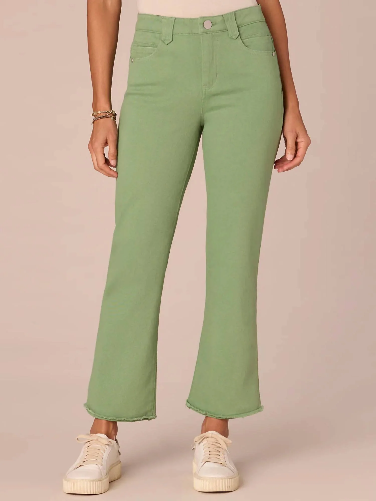 Ab Solution High Rise Colored Itty Bitty Flare Jean In Willow Green