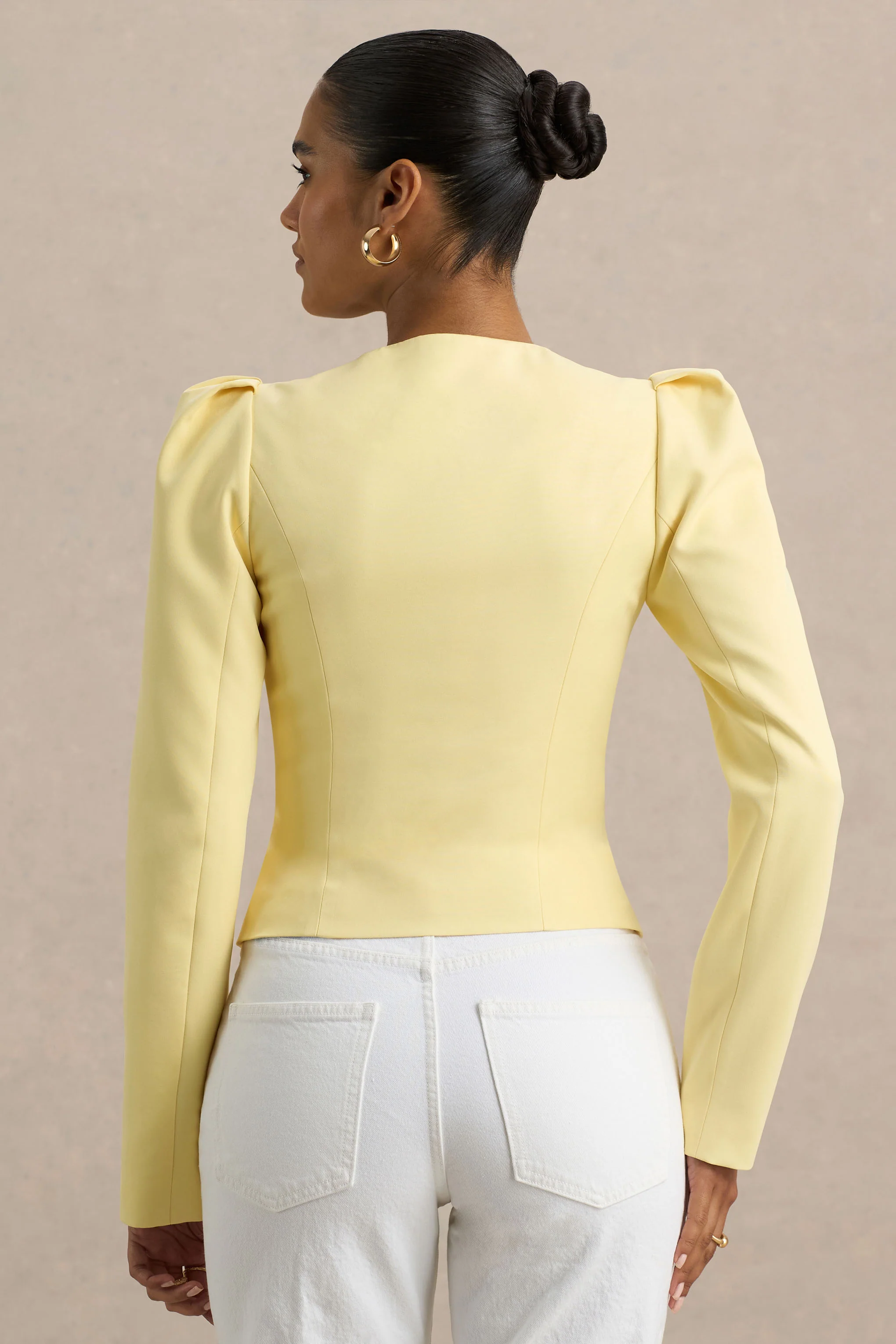 Olympia | Lemon Sweetheart-Neck Tailored Top
