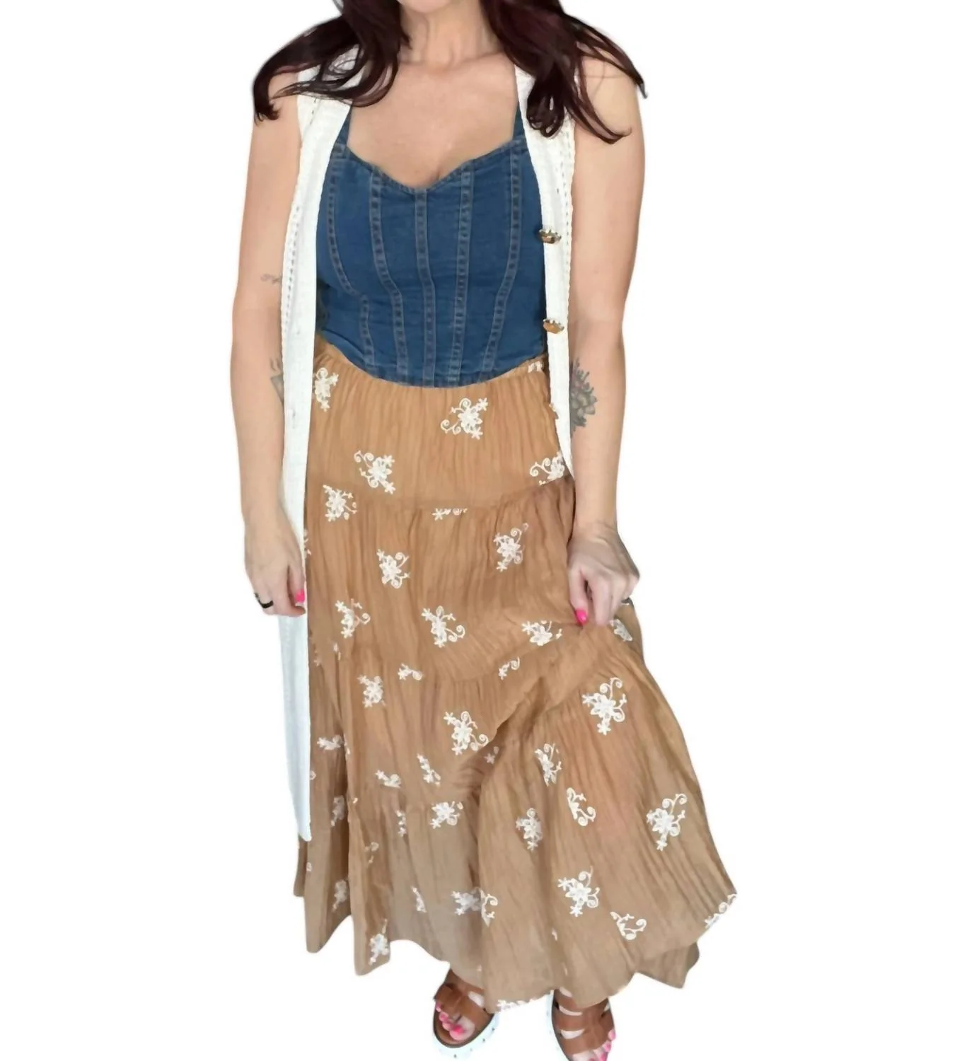 Garden Maxi Skirt In Brown
