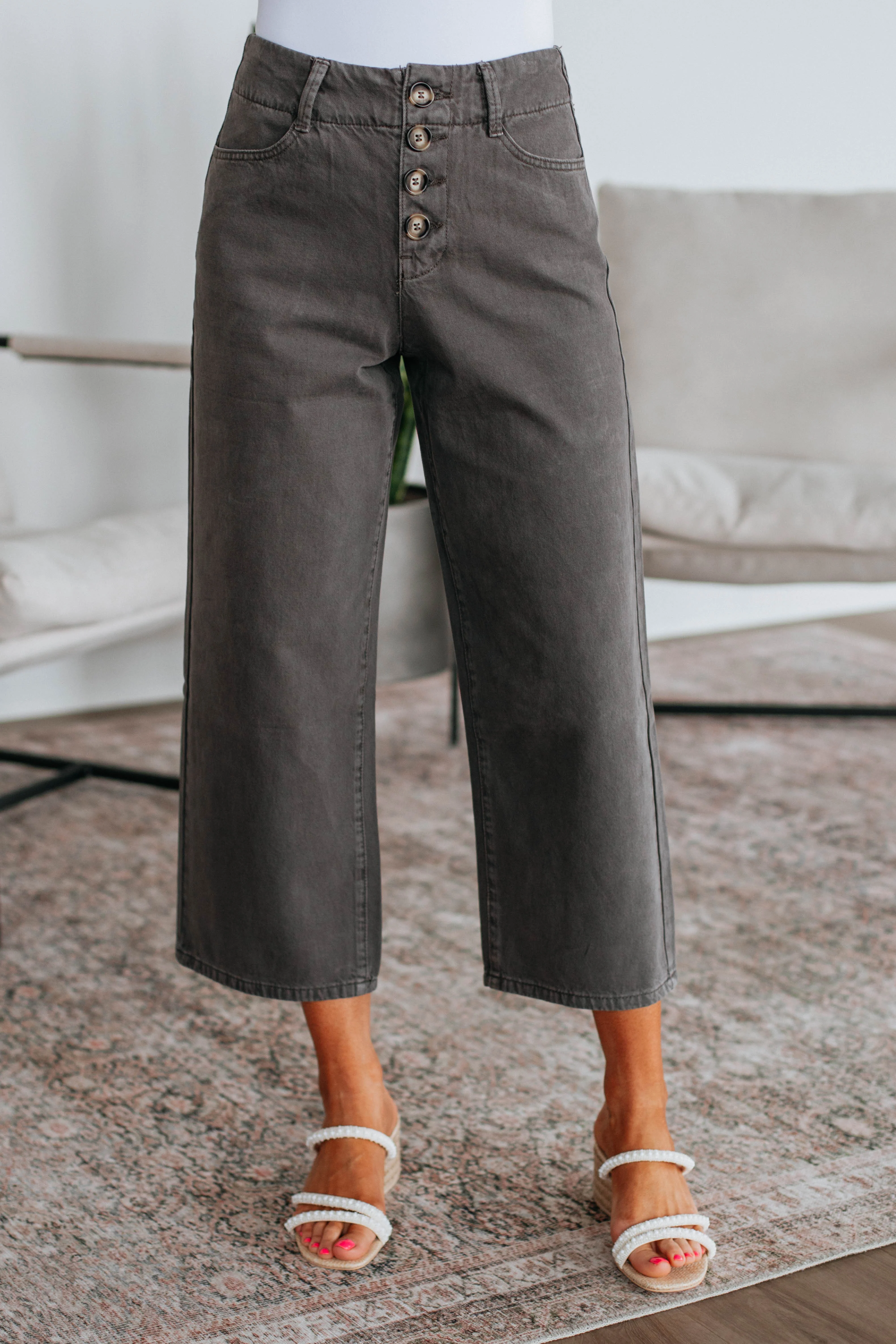 Blithe Wide Leg Pants - Charcoal